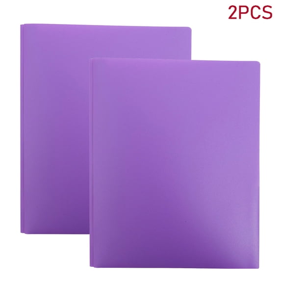 LKXGBMY 2PCS Plastic Two Pocket Folders Bulk with 3 Prong Folders, Poly Folders for Office and Work Use, Purple