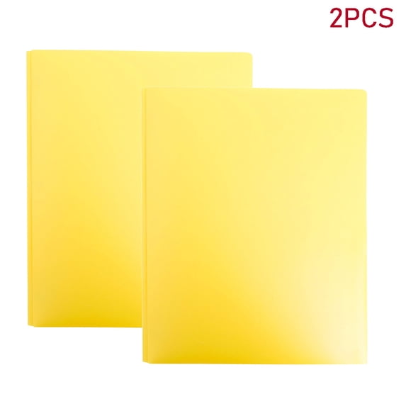 LKXGBMY 2PCS Plastic Two Pocket Folders Bulk with 3 Prong Folders, Poly Folders for Office and Work Use, Yellow