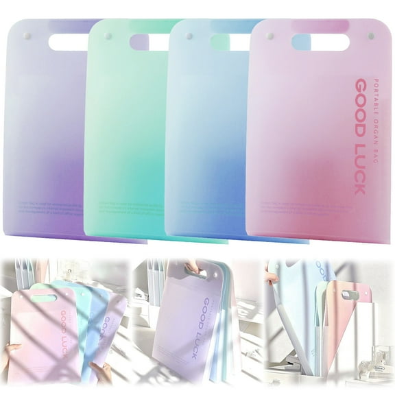 LKXGBMY 4PCS Gradient Expanding File Folder Accordion File Organizer, Portable Document Receipt Organizer Hold A4 Letter Size Paper, Waterproof Folder for Schoolbag Office Supplies