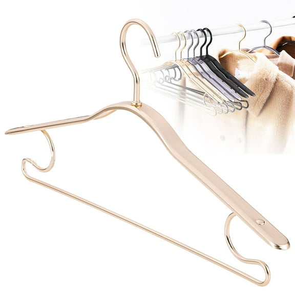 LKXGBMY Clothes Hanger, 16.5" Metal Coat Hangers Non Slip Laundry Wire Suits Shirt Hangers Save Space Closet Storage Pants Hanger, Champagne gold