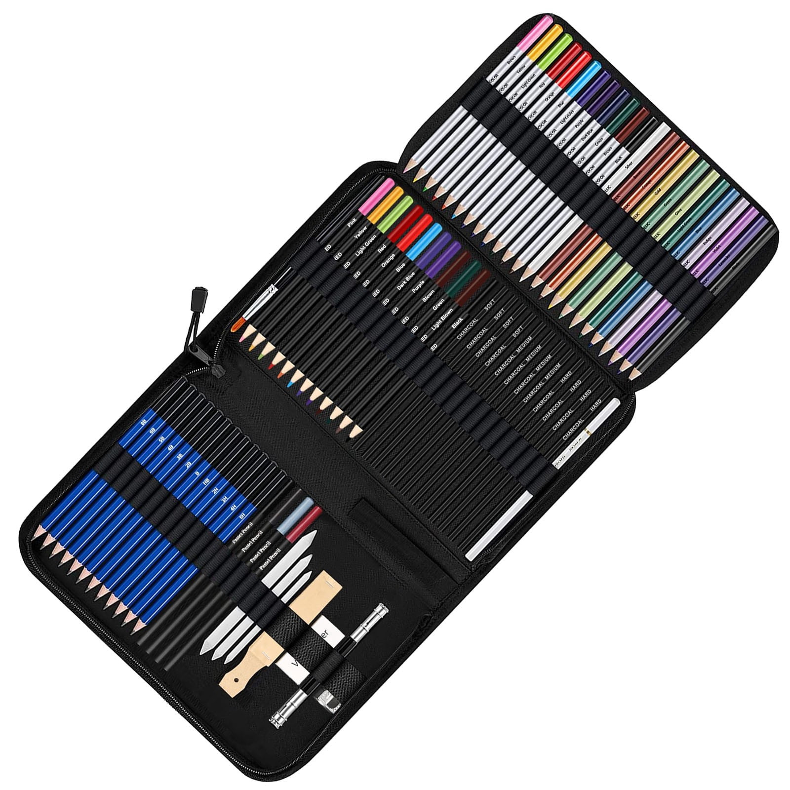LKXGBMY Drawing Supplies Set, Art Pencils & Watercolor Pencils With Canvas Case for Artists