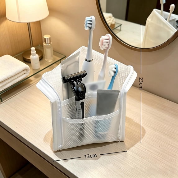 LKXOTTK Foldable Standing Toiletry Bag Portable Waterproof EVA Mesh Hanging Travel Cosmetic Storage Organizer