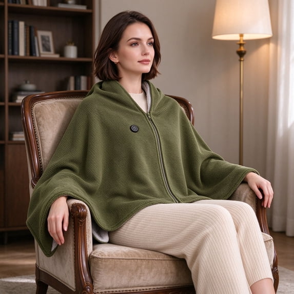 LKXOTTK USB Heated Shawl Wrap for Women Wearable Blanket with 3 Heat Settings Fast Heating for Indoor Outdoor, 150x80cm