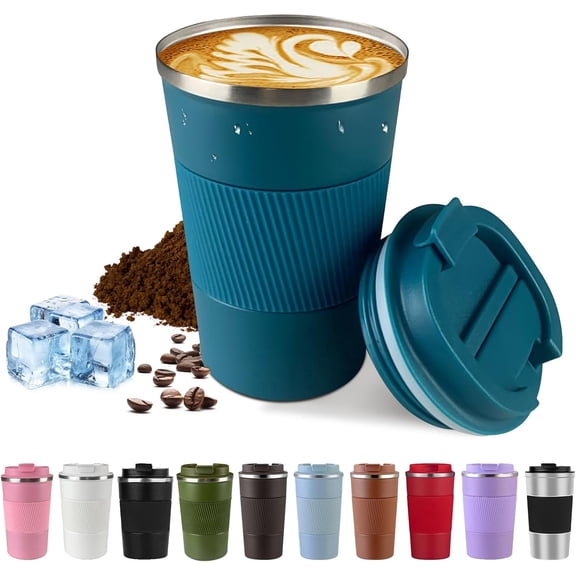 LKYICNHY 17oz Insulated Travel Coffee Mug with Leakproof Lid,Vacuum Stainless Steel Travel WaterTumbler to GO - Keep Hot & Cold Drinks for Hours, Reusable Coffee Cup for Men and Women(blue)