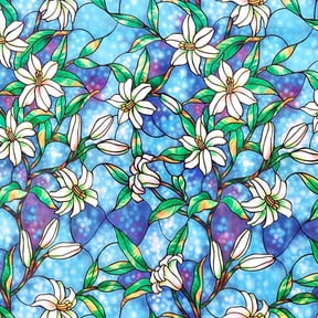 LKYICNHY 23.6" X 78.7" 3D Window Privacy Film, Stain Glass Decorative Window Film, Static Cling Non-Adhesive,Floral Design Window Stickers, Heat Blocking Window Tint for Home