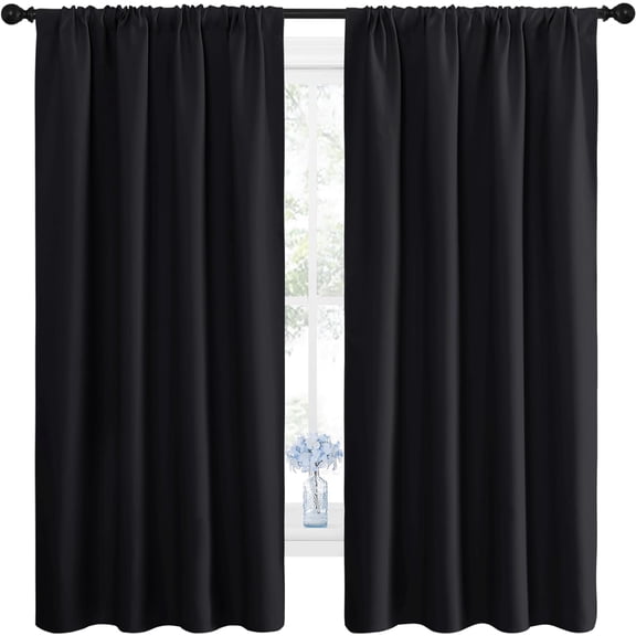LKYUHGS-2 Panels Blackout Curtains, Rod Pocket Thermal Insulated Drapes for Kitchen, Heavy Duty Small Window Treatment for Dorm Room, Studio Apartment, Basement (Blue, W42 x L30)