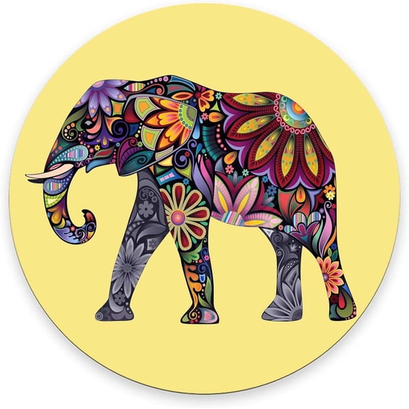 LKYUHGS-Aztec Elephant Round Mouse Pad,Non-Slip Rubber Base Wireless Gaming MousePads for Computers Laptop Office,Cute Mouse Pads with Designs for Women Men 7.97.90.12 inches