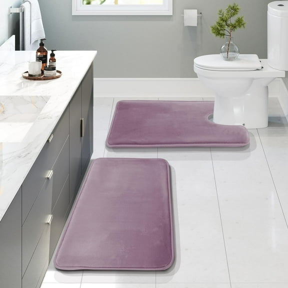 LKYUHGS-Bathroom Rugs, Velvet Memory Foam Bath Mat, Non-Slip Bath Rugs, Machine Wash, Dries Quickly, Ultra Soft Plush Bath Mats for Bathroom,