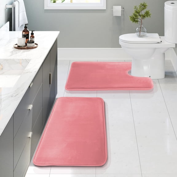 LKYUHGS-Bathroom Rugs, Velvet Memory Foam Bath Mat, Non-Slip Bath Rugs, Machine Wash, Dries Quickly, Ultra Soft Plush Bath Mats for Bathroom,