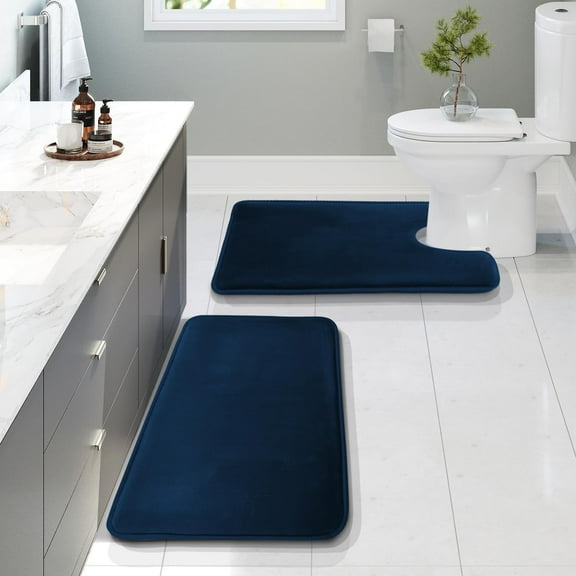 LKYUHGS-Bathroom Rugs, Velvet Memory Foam Bath Mat, Non-Slip Bath Rugs, Machine Wash, Dries Quickly, Ultra Soft Plush Bath Mats for Bathroom,