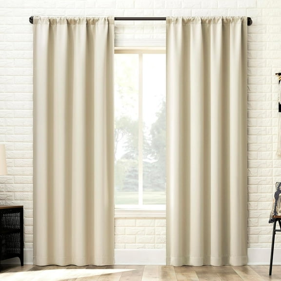LKYUHGS-Bergen Theater Grade Extreme 100% Blackout Rod Pocket Curtain Panel, 40" x 96, Cream