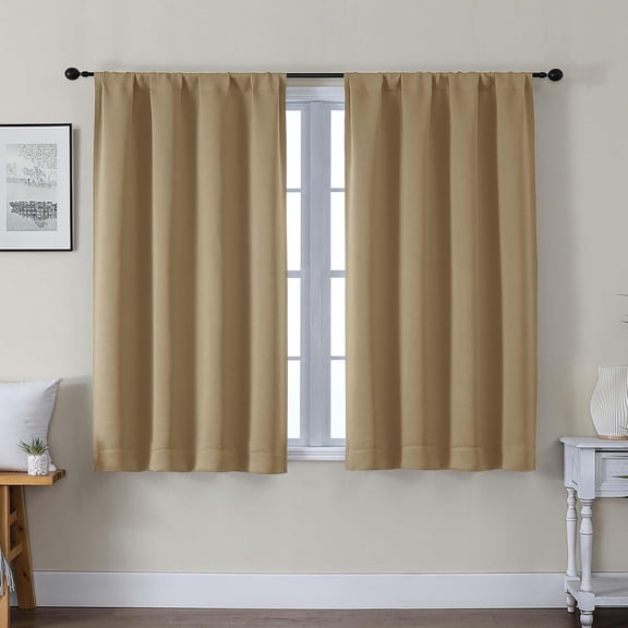 LKYUHGS-Blackout Curtains for Bedroom 45 Inch Length, Thermal Insulated Room Darkening Short Curtains, Rod Pocket Drapes for Bathroom Basement Patio Cabinet, Each 40" Wx45 L, Taupe
