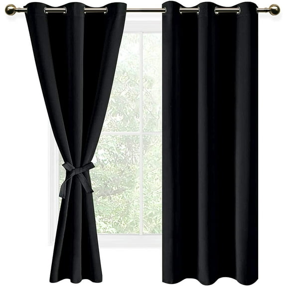 LKYUHGS-Blackout Curtains for Bedroom with Tiebacks - Room Darkening Privacy Grommet Top Window Curtains for Living Room, 70 x 63 inch Length,Sage Green,Set of 2 Panels