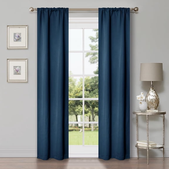 LKYUHGS-Blackout Curtains, Room Darkening, Bedroom, Drapes, Kitchen, Living Room Window Accents, Sun Blocking, Thermal, 2 Pack, Solid Blackout Curtains, Set of 2, 70" x 84", Navy Blue