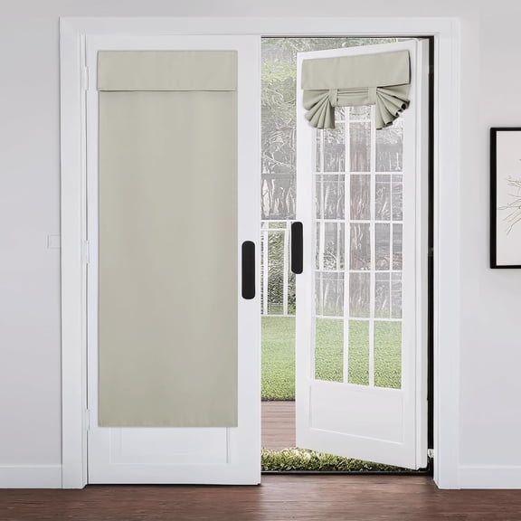 LKYUHGS-Blackout French Door Curtains, Privacy Shades for Door Window, 26 X 40 Inch Room Darkening Curtains, Thermal Insulated Window Shades for Bedroom, (1 Panel, Sandy)