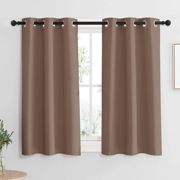 LKYUHGS-Blackout Kitchen Curtains 45 inches Length, Privacy Small Window Treatment Thermal Insulated Room Darkening Backdrop for Bedroom Closet Basement, W37 x L45 inches, Mocha, 2 Panels