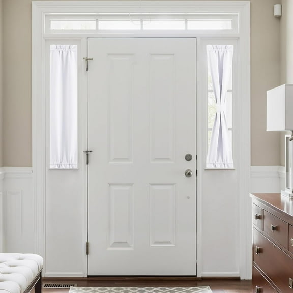 LKYUHGS-Blackout Side Door Curtains, Front Door Curtains for Small Window, Privacy Shades for Sidelight, Thermal Insulated Window Covering, Pure White, 1 Panel, W12 X L40 Inches Long