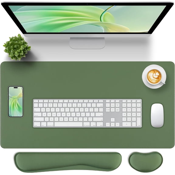 LKYUHGS-Desk Pad and Keyboard Wrist Rest, 3in1 Mousepad + Keyboard Wrist Rest+Mouse Wrist Rest for Home Office Table Computer Cover. (31.515.7,Green)