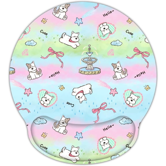 LKYUHGS-Ergonomic Mouse Pad with Wrist Support,Non-Slip Rubber Base for Computer Laptop & Mac,Lightweight Rest for Home,Office & Travel (Dogs)