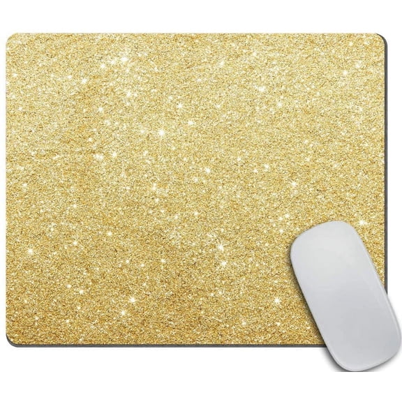 LKYUHGS-Gold Glitter Gaming Mouse Pad Custom Design,Fashion Non-Slip Rubber Square Mousepad for Present Support Computers Laptop 9.5 X 7.9 Inch (240mmX200mmX3mm)