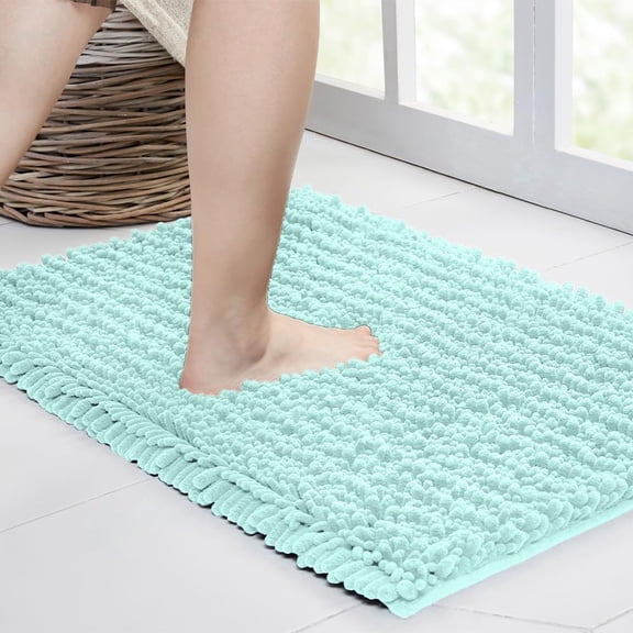 LKYUHGS-Large Bathroom Rug Non Slip Bath Mat (72x24 Inch Spa Blue) Water Absorbent Super Soft Shaggy Chenille Machine Washable Dry Extra Thick Perfect Absorbant Best Plush Carpet for Shower Floor