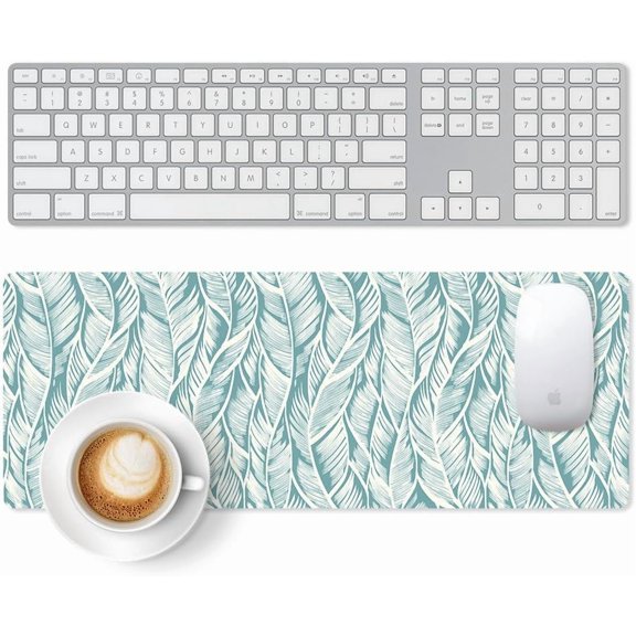 LKYUHGS-Large Gaming Mouse Pad, Extended Desk Mat with Non-Slip Rubber Base, 31.5 x 11.8 Inch Waterproof Surface, 3mm Thick for Gaming Home and Office (Feather)