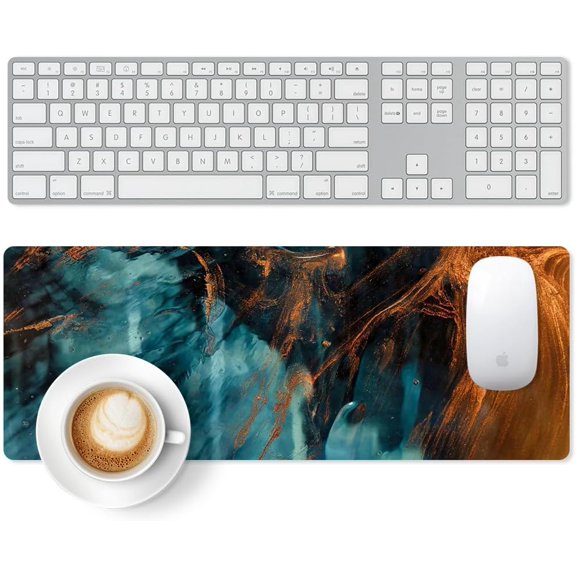 LKYUHGS-Large Gaming Mouse Pad, Extended Desk Mat with Non-Slip Rubber Base, 31.5 x 11.8 Inch Waterproof Surface, 3mm Thick for Gaming Home and Office (Gold)