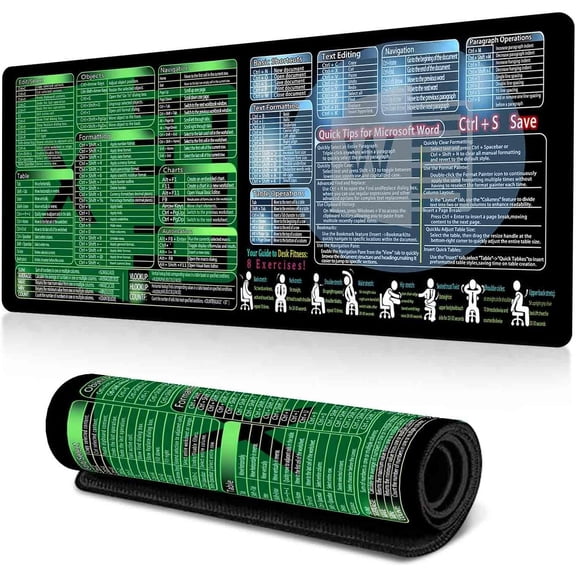 LKYUHGS-Large Mouse Pad for Keyboard and Mouse, Excel Cheat Sheet Desk Mat for Office and Home (MP-22)