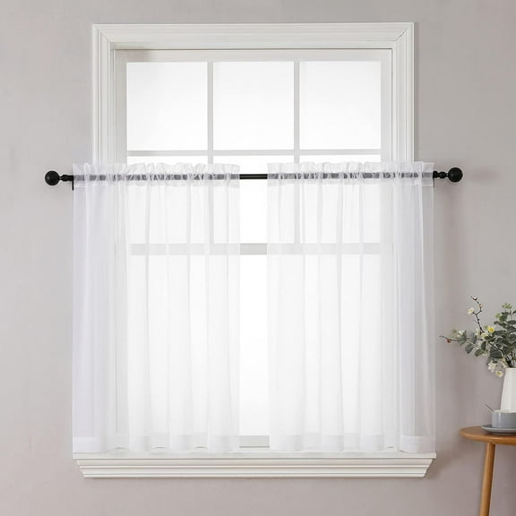 LKYUHGS-Navy Blue Sheer Scarf Valances for Windows 216 Inch Extra Long, Window Scarf Drapes Rod Pocket Backdrop for Wedding Arch Draping/Party/Canopy Bed/Living Room, 2PC, 18 Feet Length