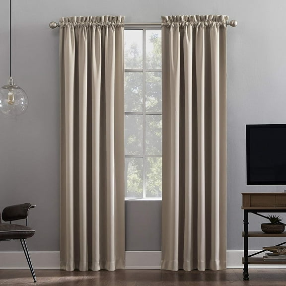 LKYUHGS-Oslo Theater Grade Extreme Total Blackout Rod Pocket Curtain Panel, 52" x 84", Stone