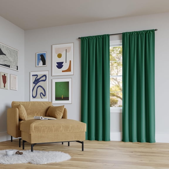 LKYUHGS-Rianna Theater Grade Extreme 100% Total Blackout Rod Pocket Curtain Panel, Malachite Green, 40" W x 96" L (1 Panel)