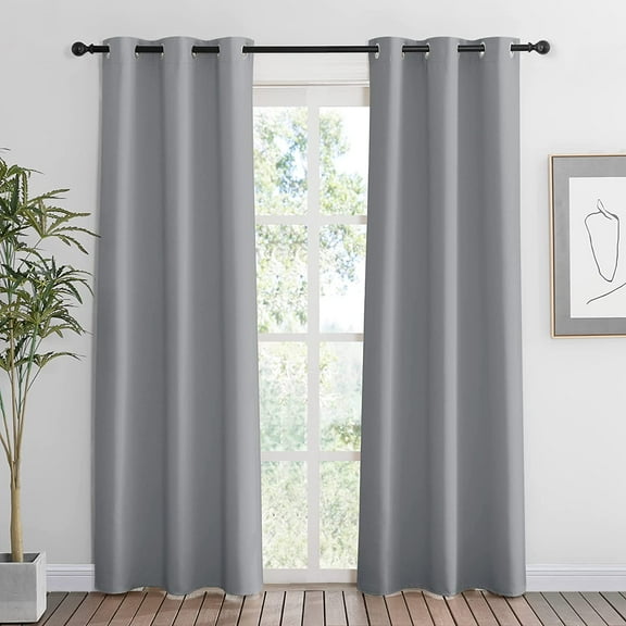 LKYUHGS-Room Darkening Curtains for Living Room, Energy Smart Privcay Window Curtains Drapes Durable Rustproof Grommet Panels for Bedroom Laundry Room, W42 x L84 inch, Light Grey, Set of 2