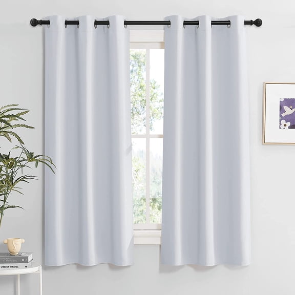 LKYUHGS-Room Darkening Curtains for Living Room, Energy Smart Privcay Window Curtains Drapes Durable Rustproof Grommet Panels for Bedroom, W42 x L63 inch, Greyish White, Set of 2