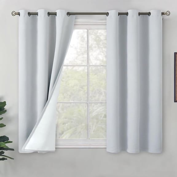 LKYUHGS-Short Blackout Curtains for Bedroom 54 Inch Length 2 Panels, Thermal Insulated Bedroom Curtains Soundproof Room Darkening Small Window, Each Grommet Curtains 42 Inch Wide, Greyish White