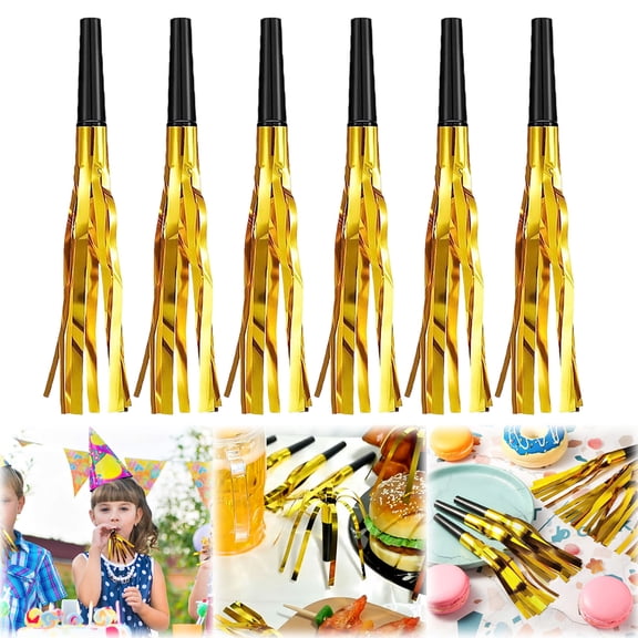 LKZQHMC 1 Pcs Party Blowers, New Years Eve Noise Makers, Gold Noise Makers for Birthday, Wedding Party, New Year Party Favor