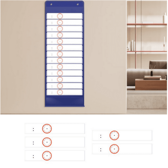 LKZQHMC 14 Pocket Daily Schedule Pocket Chart, Ultra-Durable Visual Schedule - Easy to Use, Reusable Daily Schedule - Reversible Chart for Sentence Strips