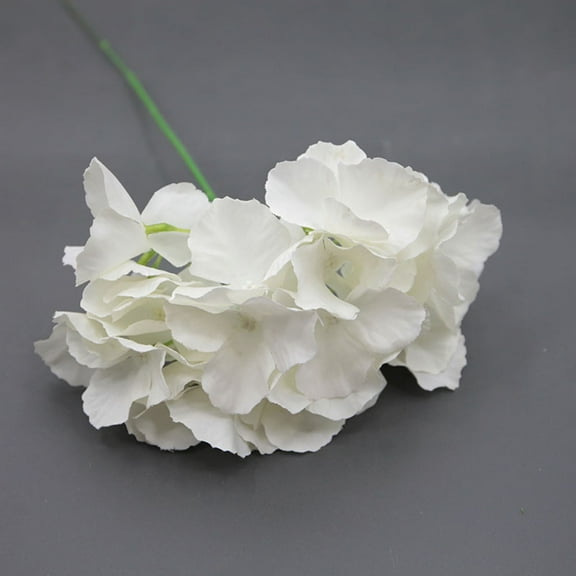 LKZQHMC 1Pcs Faux White Hydrangeas Fake Flowers Artificial Silk Hydrangea Flower With Stems Bouquets Arrangement for Home Table Centerpieces Wedding Birthday Party Decoration(White)