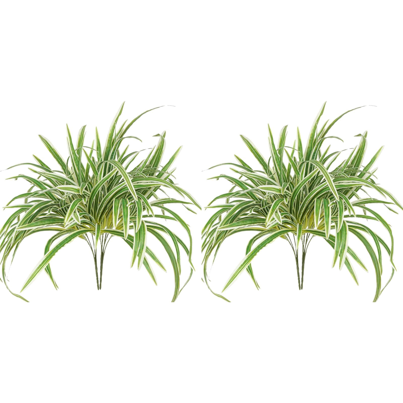 LKZQHMC 2 Packs Artificial Spider Plant Large 23.6In Fake Greenery Plants UV Resistant Outside Faux Plants Bushes for Indoor Table Outdoor Planter Decor,Green