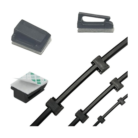 LKZQHMC 20 Pieces Adhesive Cable Wire Clips Strong Cord Clips Wire Holders Cable Cord Management Straps Clamps Tie Holder for the Wall,Under Desk,Car,office and Home,Black