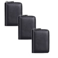 thumbnail image 1 of LKZQHMC 3 Pcs Genuine Leather RFID Blocking Card Holder Wallet - 20 Card Slots Compact Zipper Case for Men & Women,Black, 1 of 8