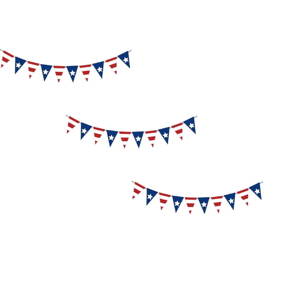 LKZQHMC 3 Pcs USA 250th Anniversary Banner - USA Banner Bunting 4th of July Decorations,1776-2026 Independence Day Decorations for 4th of July,Memorial Day & Veterans Day,Style C-Blue