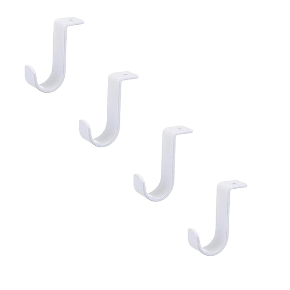 LKZQHMC 4 Pcs Heavy Duty Closet Rod Brackets for 1-inch Diameter Rods,Metal Hanging Shelf Rods Support with Screws,Gold Closet Rod Holders for Living Room Kitchen Garden and Bathroom,White