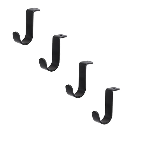 LKZQHMC 4 Pcs Heavy Duty Closet Rod Brackets for 1-inch Diameter Rods,Metal Hanging Shelf Rods Support with Screws,Gold Closet Rod Holders for Living Room Kitchen Garden and Bathroom,Black
