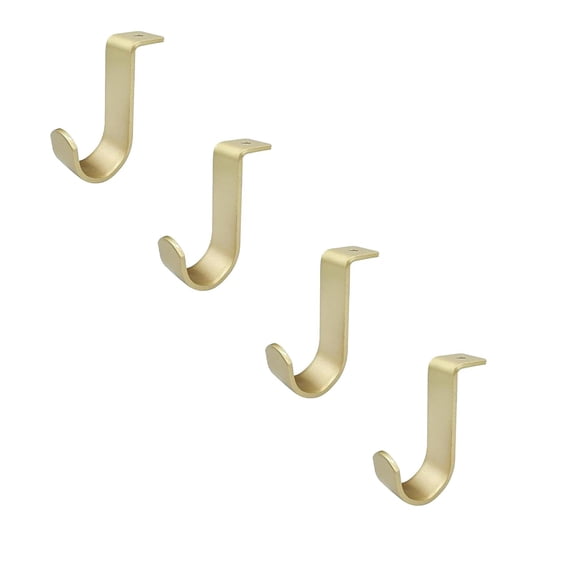 LKZQHMC 4 Pcs Heavy Duty Closet Rod Brackets for 1-inch Diameter Rods,Metal Hanging Shelf Rods Support with Screws,Gold Closet Rod Holders for Living Room Kitchen Garden and Bathroom,Gold