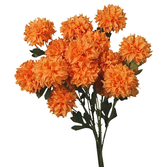 LKZQHMC Artificial Flowers Chrysanthemum Ball Flowers Bouquet 10pcs Present for Important People Glorious Moral for Home Office Coffee House Parties and Wedding(Orange)