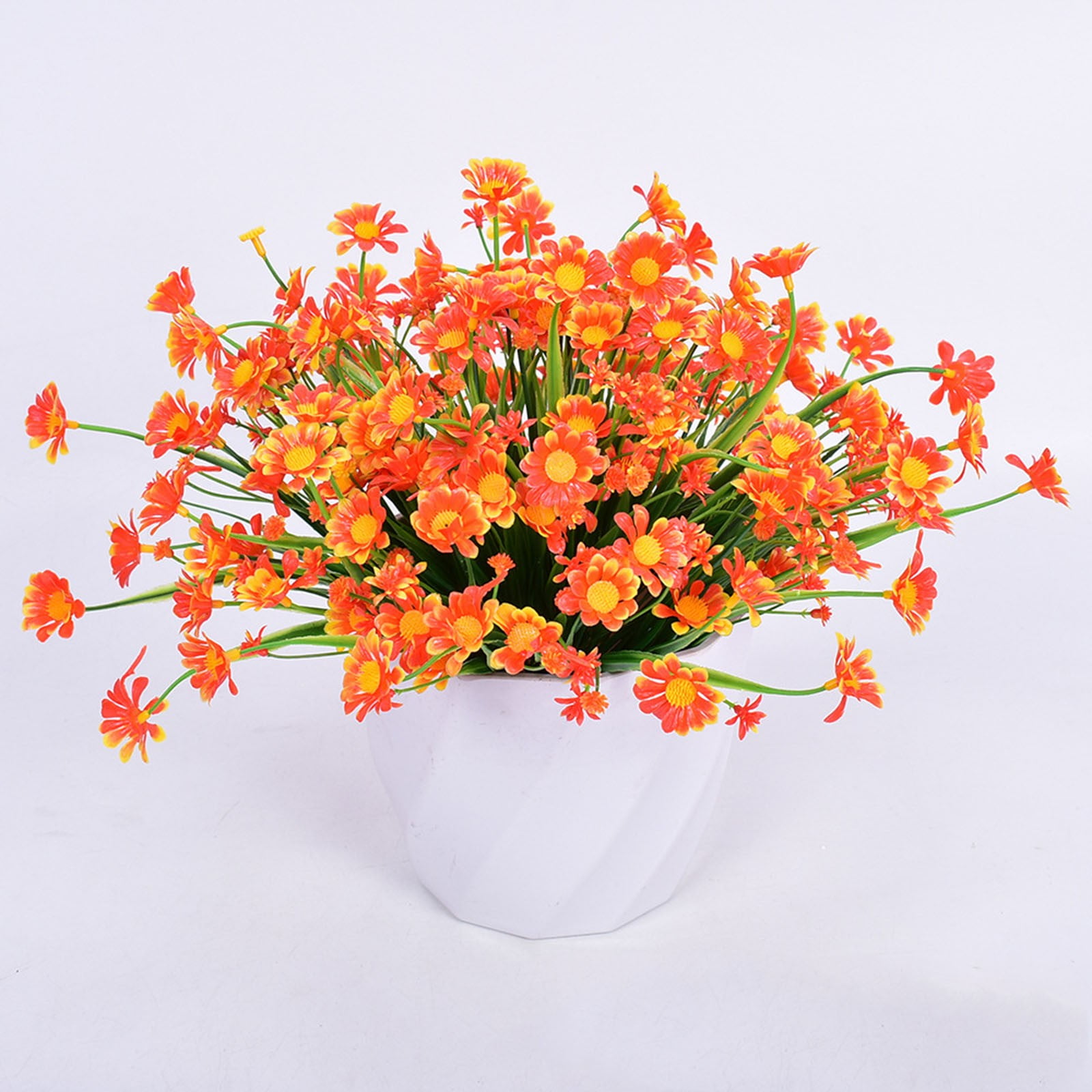 LKZQHMC Artificial Silk Flowers for Outdoor Faux Flowers 1 Bundle Fake Wildflowers Bulk Spring Summer Flowers Shrubs Plastic Daisies Flowers UV Resistant for Home Indoor Garden Patio Lawn Decoration
