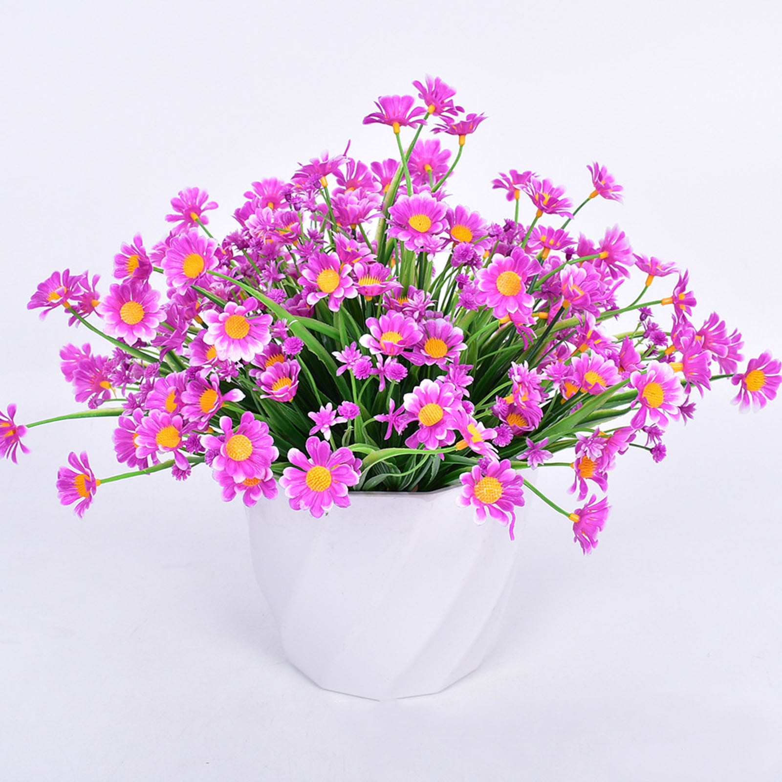 LKZQHMC Artificial Silk Flowers for Outdoor Faux Flowers 1 Bundle Fake Wildflowers Bulk Spring Summer Flowers Shrubs Plastic Daisies Flowers UV Resistant for Home Indoor Garden Patio Lawn Decoration