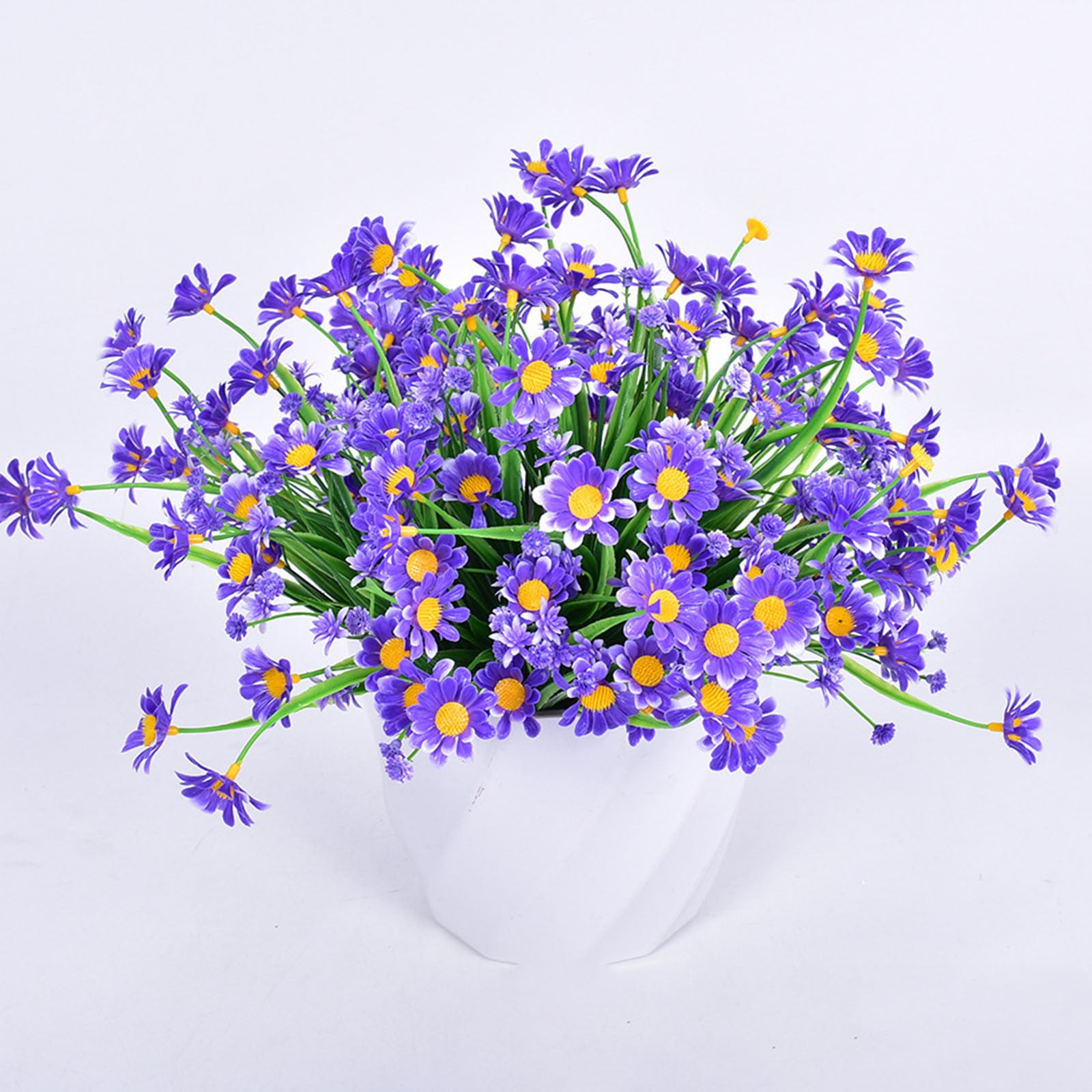 LKZQHMC Artificial Silk Flowers for Outdoor Faux Flowers 1 Bundle Fake Wildflowers Bulk Spring Summer Flowers Shrubs Plastic Daisies Flowers UV Resistant for Home Indoor Garden Patio Lawn Decoration