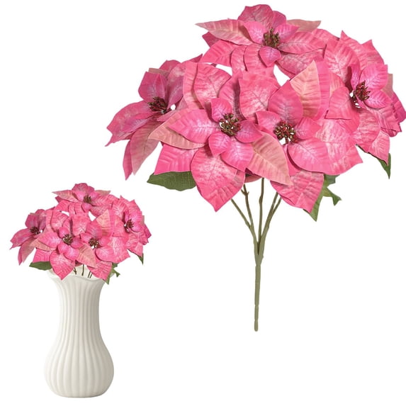 LKZQHMC Christmas Artificial Poinsettia Flowers 1 Pc Silk Red ...
