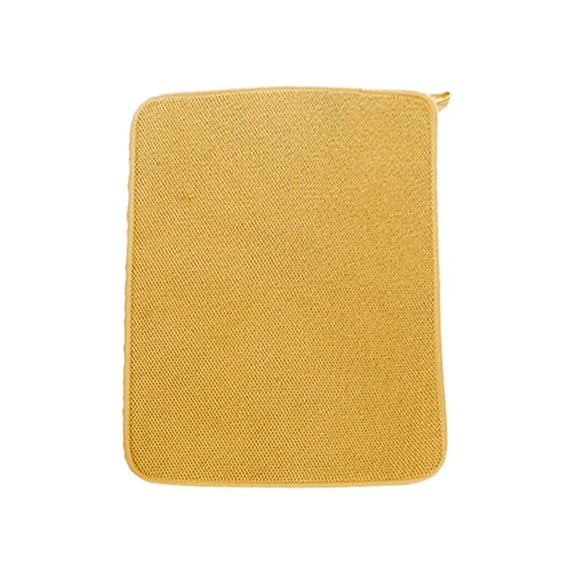 LKZQHMC Dish Drying Mat, 16” x 12”, Absorbent Microfiber Kitchen Counter Mat, Dish Drying Pad for Dishes, Utensils, Pots and Pans, Large, Yellow